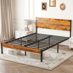 Metal Platform Bed Frame - Mattress Foundation With Headboard And And Footboard, No Box Spring Needed With 800LBS Sturdy Wooden Slats Support (Option: Full)
