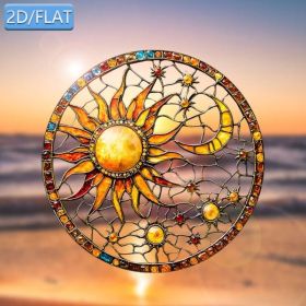 Acrylic Sun Moon Window Clings Hanging Ornament Colorful Light Catcher (Option: default title)