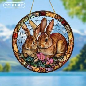Acrylic Floral Rabbit Window Hanging Decor Colorful (Option: default title)