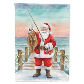 Fishing Santa Claus with Flounder Christmas House Flag Large Porch Sleeve Pole Decorative Outside Yard Banner Artwork Wall Hanging, Polyester, Ho (Option: Default)