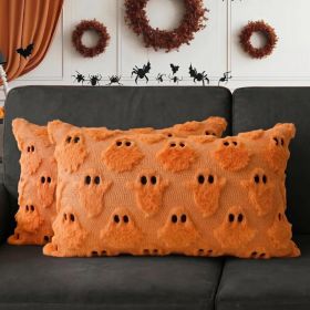 Halloween Decorations Ghost Pillow Covers 12x20 Set Of 2 Orange (Option: Orange)
