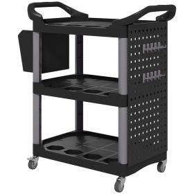 3-Tier Rolling Tool Cart, 200 LBS Capacity Plastic Utility Cart With Side Shelf And Bucket, Black And Light Gray (Option: Gray)