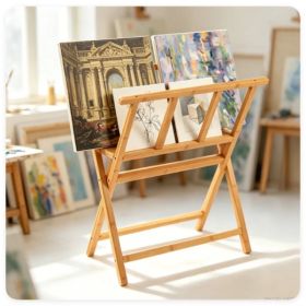 Natural Bamboo Art Storage Rack, Heavy-Duty Canvas Print Display Stand Holds Artwork Up to 34"x19", 22LBS Capacity Art Organizer for Studio Galle (Option: default title)