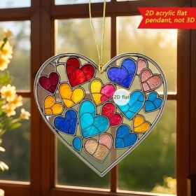 Bohemian Heart Sun Catchers Colorful Acrylic Window Wall Decor (Option: default title)
