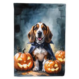 Basset Hound Puppy Halloween House Flag Large Porch Sleeve Pole Decorative Outside Yard Banner Artwork Wall Hanging, Polyester, House Size, Multi (Option: Default)