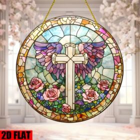 Large Acrylic Cross Window Hanging for Home Decor Religious Church Wedding Baptism (Option: default title)