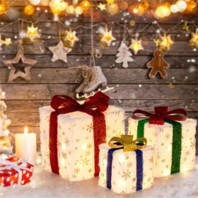 Christmas LED Gift Decor - 3 Stackable Boxes, Sturdy Waterproof Design, Fireplace/Tree/Porch Display (Option: default title)