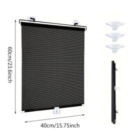 Window Shade with 3 Suction Cups Insulation Blackout Blind Shade Portable Temporary Cover (Option: 15.75x 23.6 in)