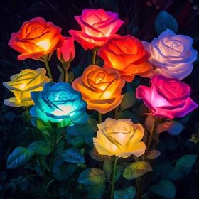 Solar Lights Outdoor Waterproof for Garden Decor, 4 Pack Solar Garden Lights for Outside, Outdoor Solar Lights for Yard with Solar Flowers Lights (Option: 6pcs)