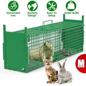 Live Animal Cage Trap For Animals Humane Galvanized Iron Trap Cage For Raccoons Armadillos Foxes Opossums Muskrats Beavers 26in 32in 40in Size Op (Option: Green-M Size 32in)