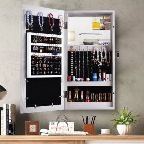Jewelry Organizer Wall/Door Mounted Lockable Jewelry Cabinet with Mirror Space Saving Jewelry Storage Cabinet,Beauty Organizer Dres (Option: picture)