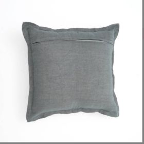 Linen Printed Cushion With Fringes  Brown (Option: Granite)