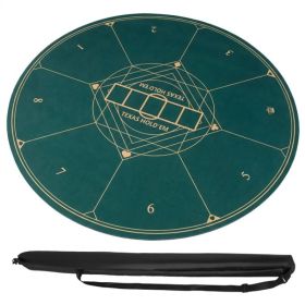 40" Round Foldable Poker Table Top Mat with Non-Slip Rubber Base, Portable Casino-Grade Poker Mat with Carrying Bag (Green) (Option: default title)
